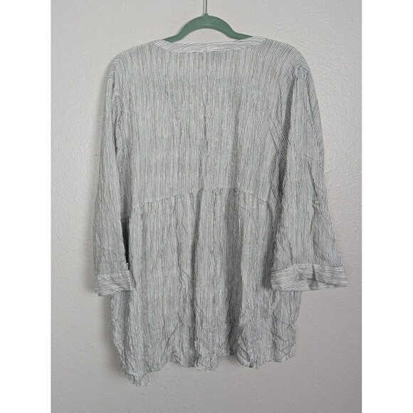 Cynthia Rowley Shirt Womens Blue White Striped 2X - Picture 2 of 6